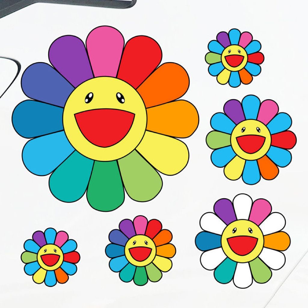 创意个性彩色太阳花汽车遮挡划痕贴纸电动车摩托车防水居家装饰贴