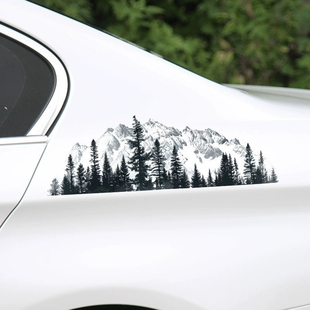 个性雪山山脉创意划痕车贴挡风玻璃越野户外进藏装饰贴摩托车防水