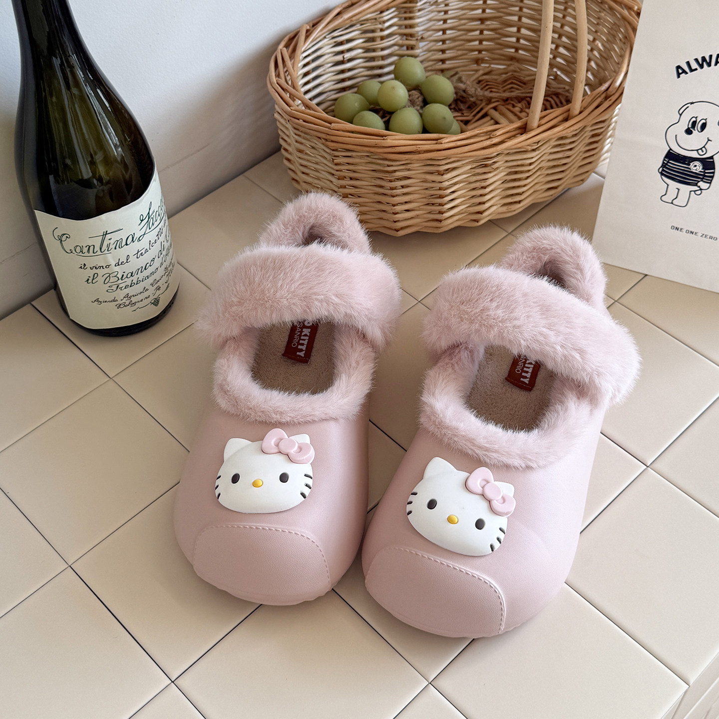 可爱HelloKitty毛毛鞋女士2026新款棉拖鞋包跟外穿秋冬季保暖加厚