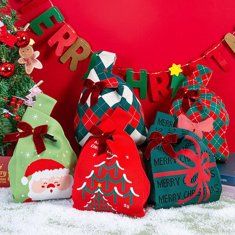 新款圣诞新年礼品袋针织包包女平安果创意糖果袋手拎包大容量包