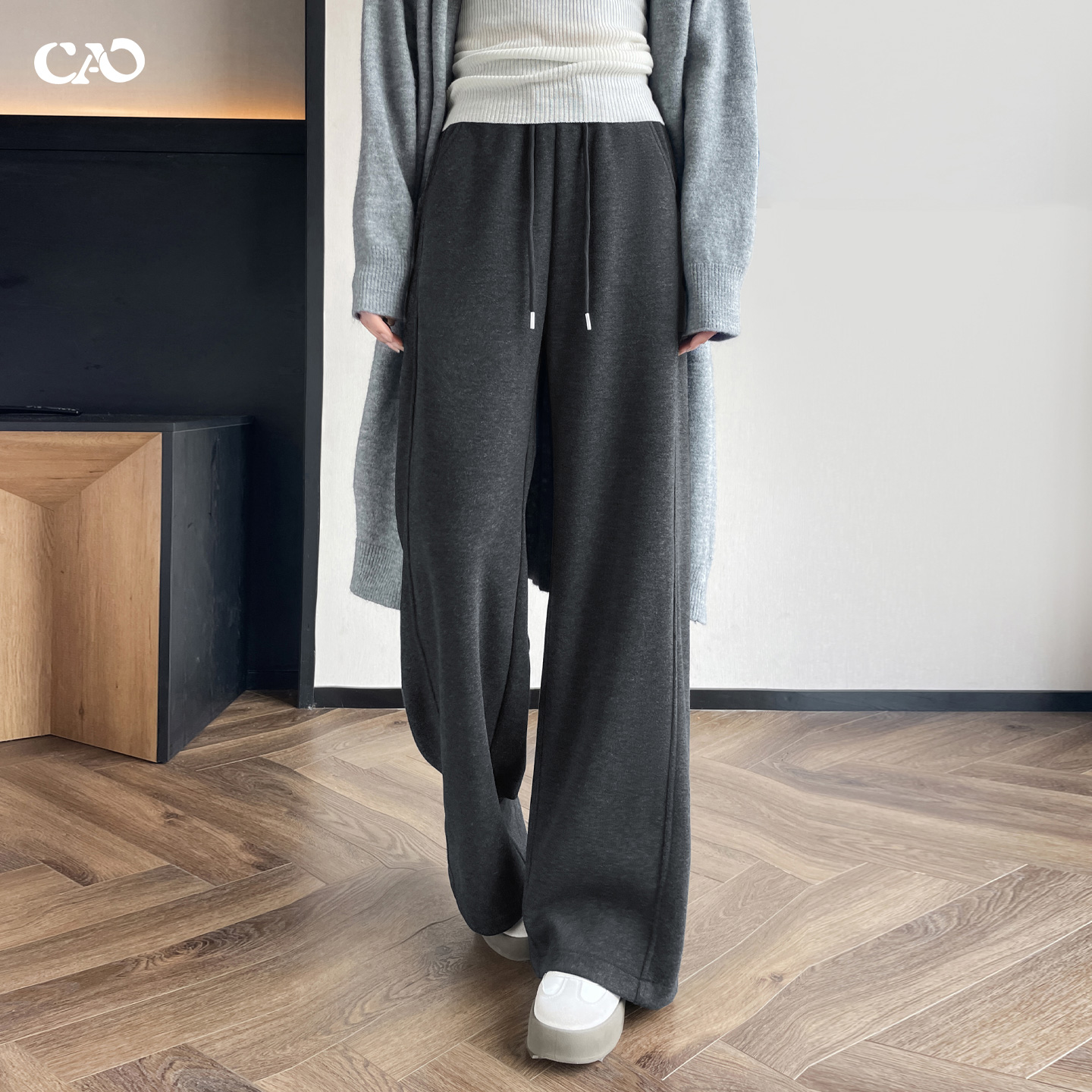 毛呢阔腿裤女2025秋冬新款直筒裤