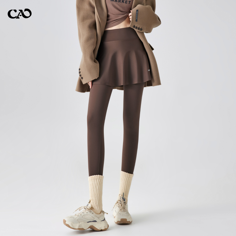 假两件鲨鱼裤女秋冬外穿加绒高弹紧身A字裙裤防走光瑜伽打底棉裤