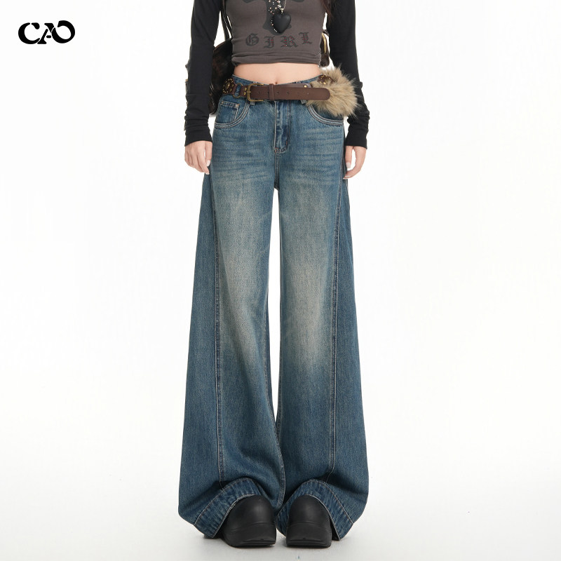 阔腿牛仔裤女春秋新款美式复古高腰宽松垂感版型超好看拖地直筒裤,女装/女士精品,牛仔裤,淘宝优惠券,粉丝福利购,淘宝优惠卷