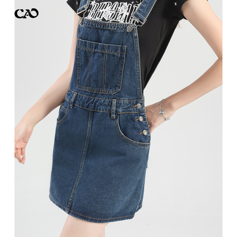 牛仔背带裙女夏季薄款高腰显瘦宽松休闲百搭可爱减龄吊带连衣裙子