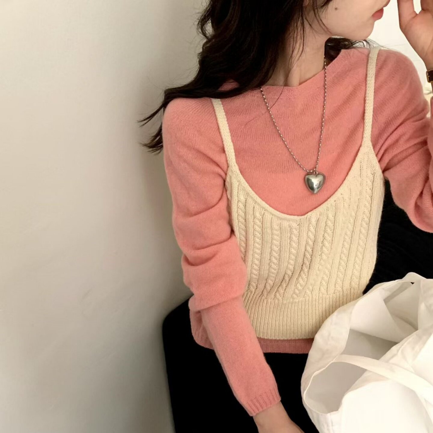 2026春季新款纯色麻花针织马甲外穿女装韩系无袖简约短款吊带背心