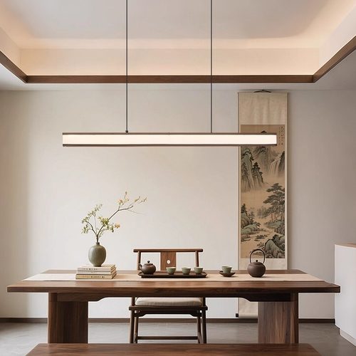 新中式餐厅吊灯禅意茶室茶馆灯日式侘寂风民宿茶楼茶台灯布艺灯具