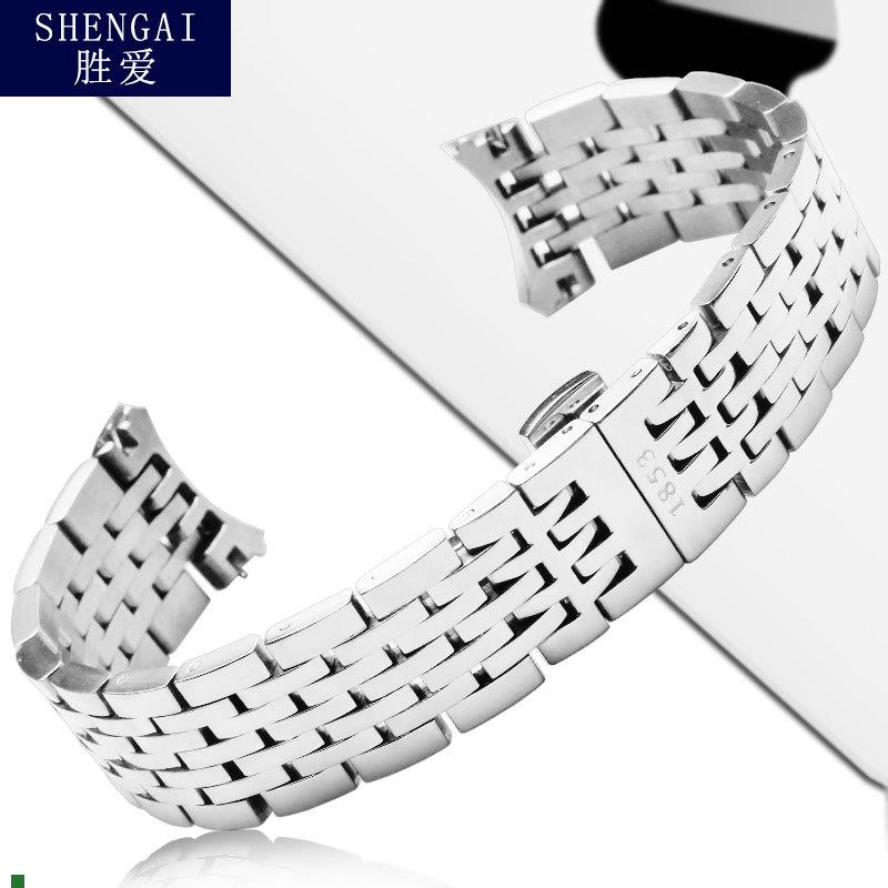 胜爱适配天梭力洛克钢带oT006钢表带实心弧口表链原装19mm男士配