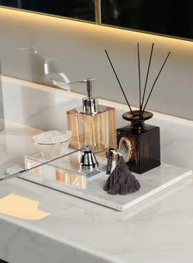 轻奢水晶卫浴按压瓶托盘套装洗手台摆件样板间卫生间浴室香薰
