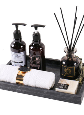 卫生间软装饰品摆件酒店样板间浴室大理石托盘收纳长方形轻奢摆设