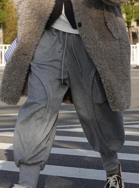 CMETER 春夏薄款束脚卫裤休闲线条造型休闲收口卫裤女