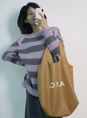 圆领套头甜美宽松马海毛毛衣女