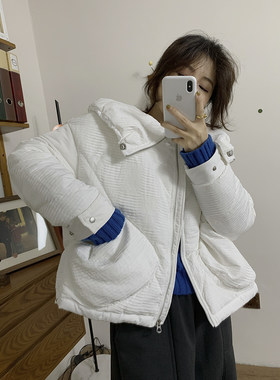 通勤聚酯纤维翻领立领百褶羽绒服