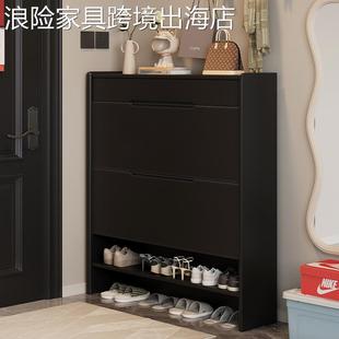 柜家用门口收纳玄关柜一体靠墙大容量门厅柜超薄储 浪险实木翻斗鞋