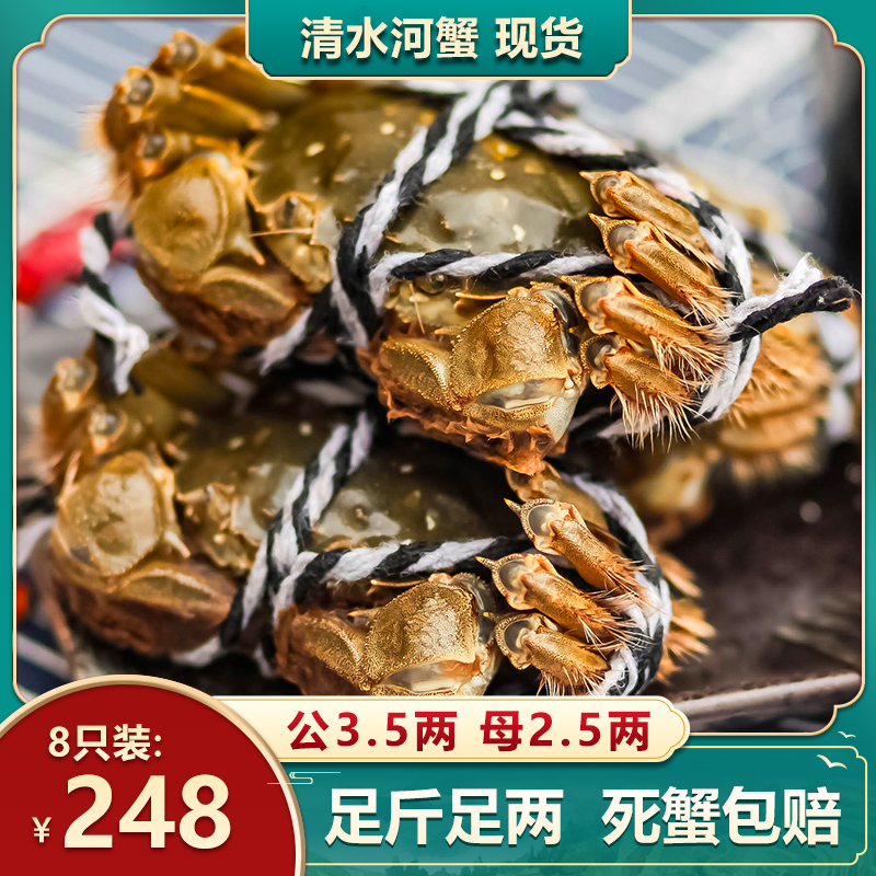 活蟹现货8只大闸蟹清水河螃蟹鲜活公3.5两母2.5两精品海鲜礼盒在类目 水产肉类/新鲜蔬果/熟食, 海鲜/水产品/制品, 蟹类, 大闸蟹中 - 来自Buy2taobao.com提供专业的淘宝代购服务