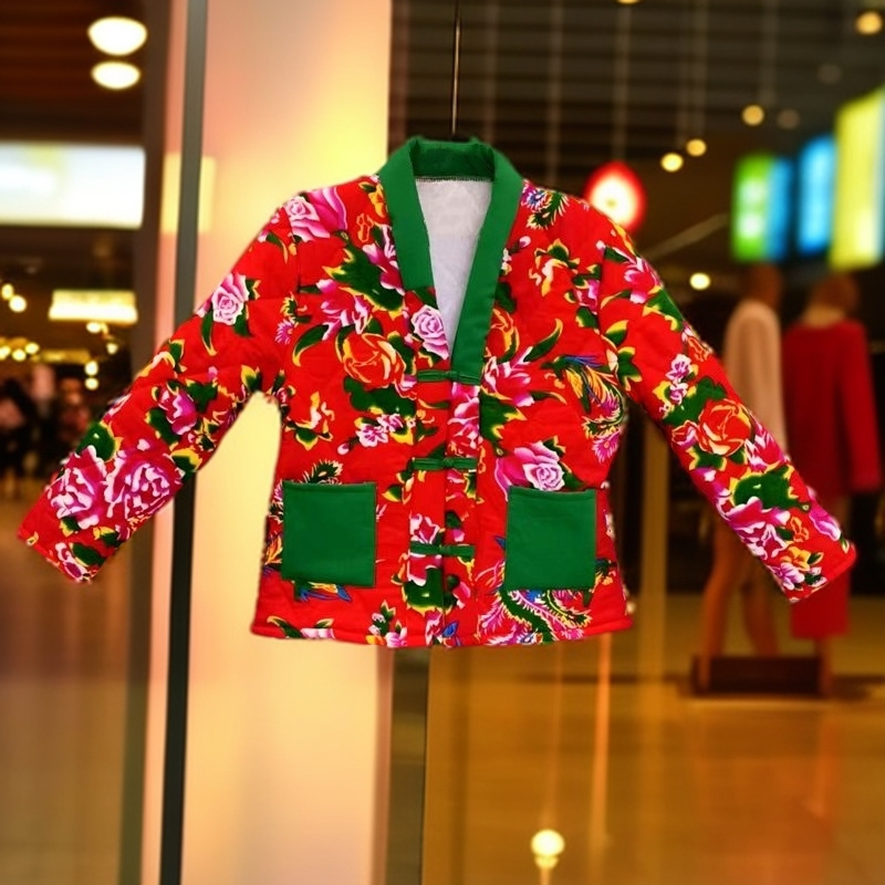 东北大花袄女冬季2024新款民族风碎花棉服中国风女装复古盘扣棉衣