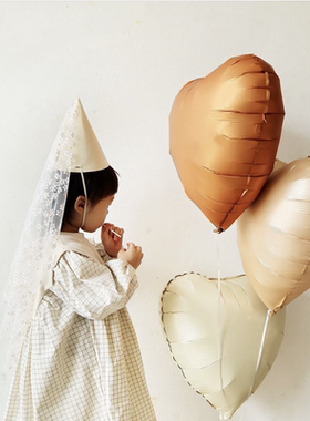 意大利Grabo18寸缎面珠光纯色哑光心形 大地色裸色进口铝箔膜气球