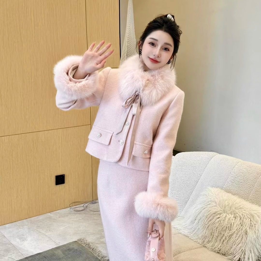 财阀千金羽绒服小香风套装裙女冬季名媛气质狐狸毛加厚半裙两件套,女装/女士精品,时尚套装,淘宝优惠券,粉丝福利购,淘宝优惠卷