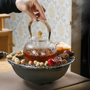 蒸煮茶壶烤茶炉煮茶器玻璃泡茶壶 围炉煮茶电陶炉家用室内全套中式