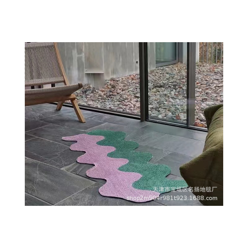 网红现代植绒地毯卧室床边毯长条主卧客厅浴室毛绒地垫