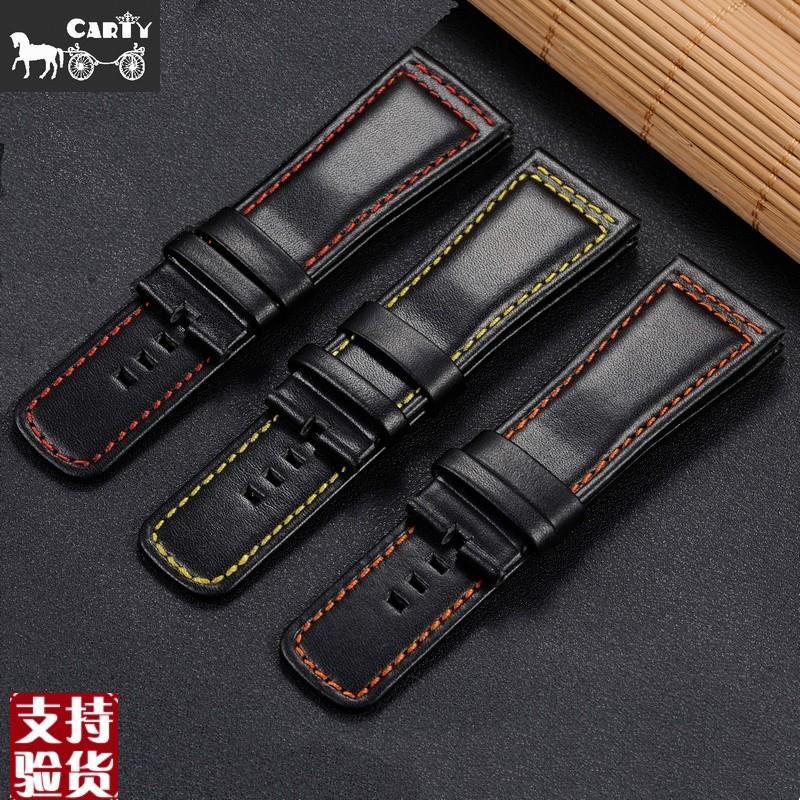 原装适配牛皮表带代用七个星期五系列28mm黑手表配件男皮带