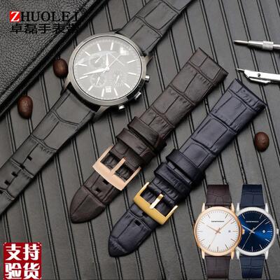 原装适配适用阿玛尼真皮手表带AR2500250125022503AR60018男棕色