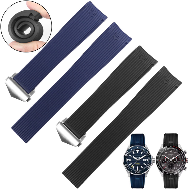 硅胶手表带代用豪雅jTAG Heuer概念F1硅胶竞潜300泰格卡莱拉弧口