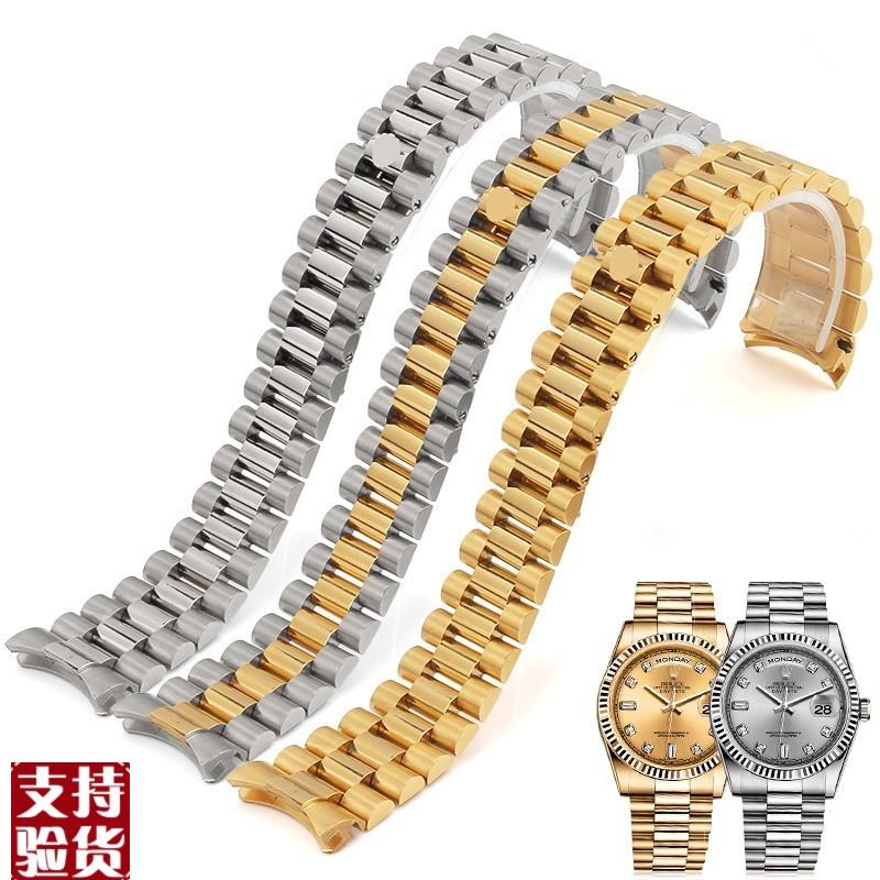 原装适配适配劳力士精钢表带钢带男女士三珠金属表链钢带131720mm