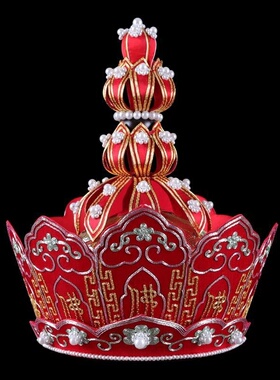 尚远纯手工手绣盘金毗卢帽法师帽僧帽僧用品帽请法器赠五佛冠锦盒
