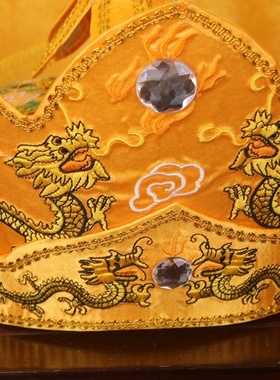 红色黄色法师毗卢帽龙凤毗罗帽佛帽五佛冠法会主法帽子