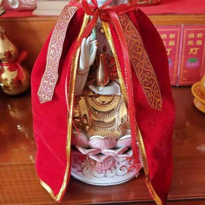 特卖如是原创观音菩萨披风斗篷金丝绒大绒披风演出定做还愿红黄色