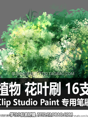 A1 536 CSP笔刷 植物 花叶刷 16支 CLIP STUDIO PAINT