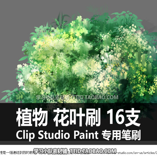 A1 536 CSP笔刷 植物 花叶刷 16支 CLIP STUDIO PAINT