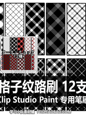 A1 427 CSP笔刷  格子纹路刷 12支 CLIP STUDIO PAINT