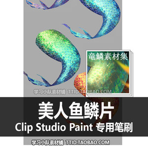 A1 548 CSP笔刷美人鱼鳞片优动漫笔刷 CLIP STUDIO PAINT