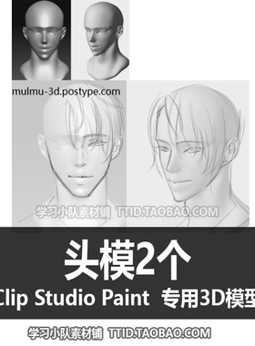 B2 144 CSP模型 头模2个 优动漫模型 CLIP STUDIO PAINT