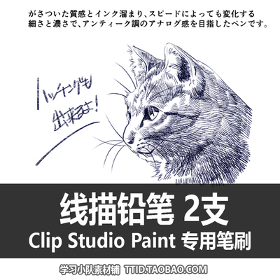 A1 263 CSP笔刷 勾线笔 线描铅笔 2支 CLIP STUDIO PAINT