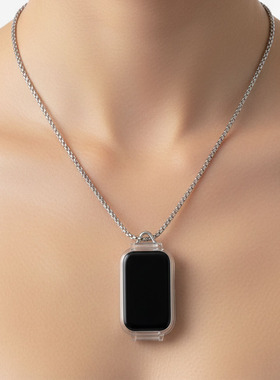 适用于红米手环2/3透明壳项链Redmi Band2/3钥匙扣配件龙骨金属链