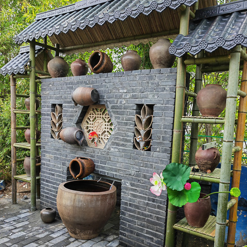 DIY自创流水墙造景贴墙挂壁仿陶流水罐鱼池鱼缸循环水幕墙户外庭