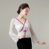 气质身韵瑜伽服艺考 系带修身 古典舞纱衣夏季 网纱舞蹈练功服短款