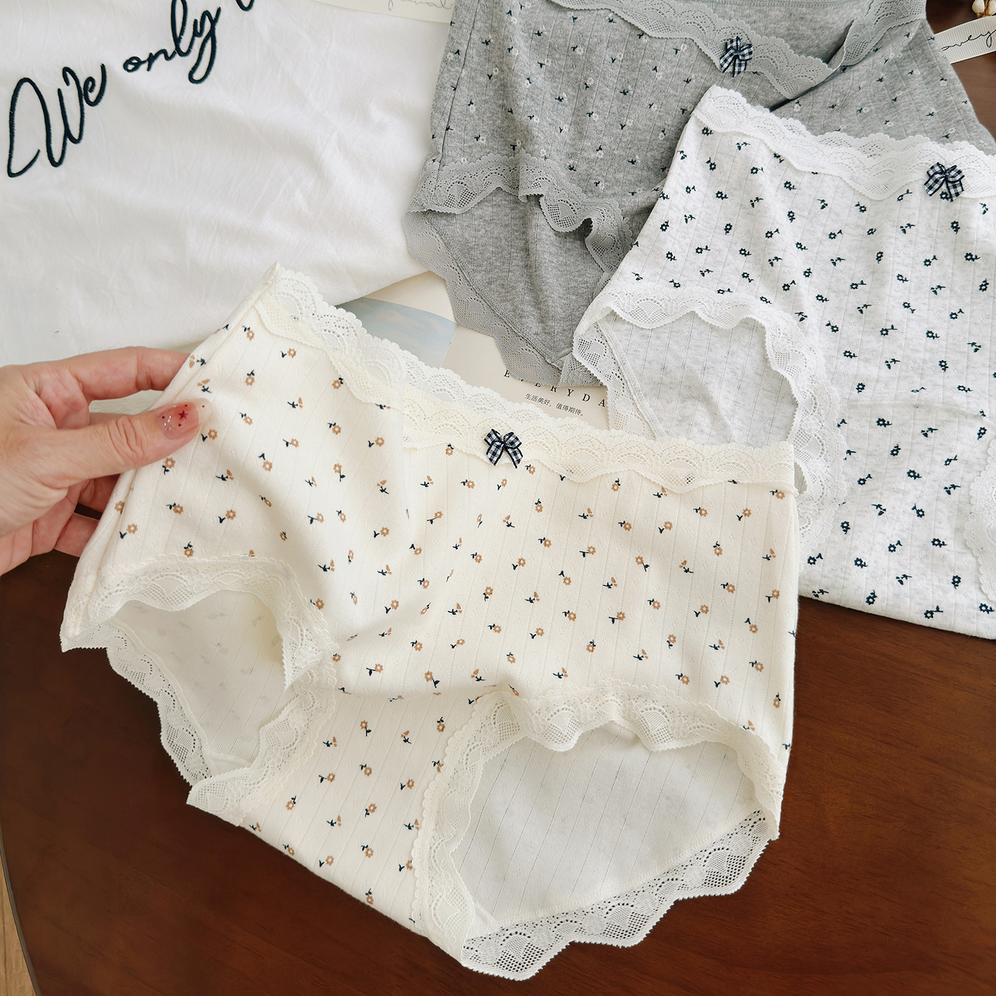 BM风小碎花纯棉少女内裤