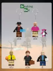 Breaking Bad Building Block Figure Keychain Walter White Heisenberg Pendant American Tv Series Merchandise Gift