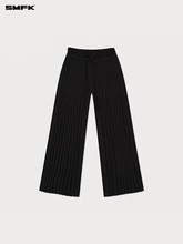M7SMFK荒野百褶长裤  混纺细纹休闲裤轻薄阔腿舒适黑色裤子