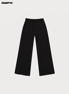 M7SMFK荒野百褶长裤  混纺细纹休闲裤轻薄阔腿舒适黑色裤子