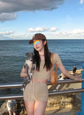 M7SMFK复古校园排球套装 USP11F 短袖Tee+短裤休闲运动两件套