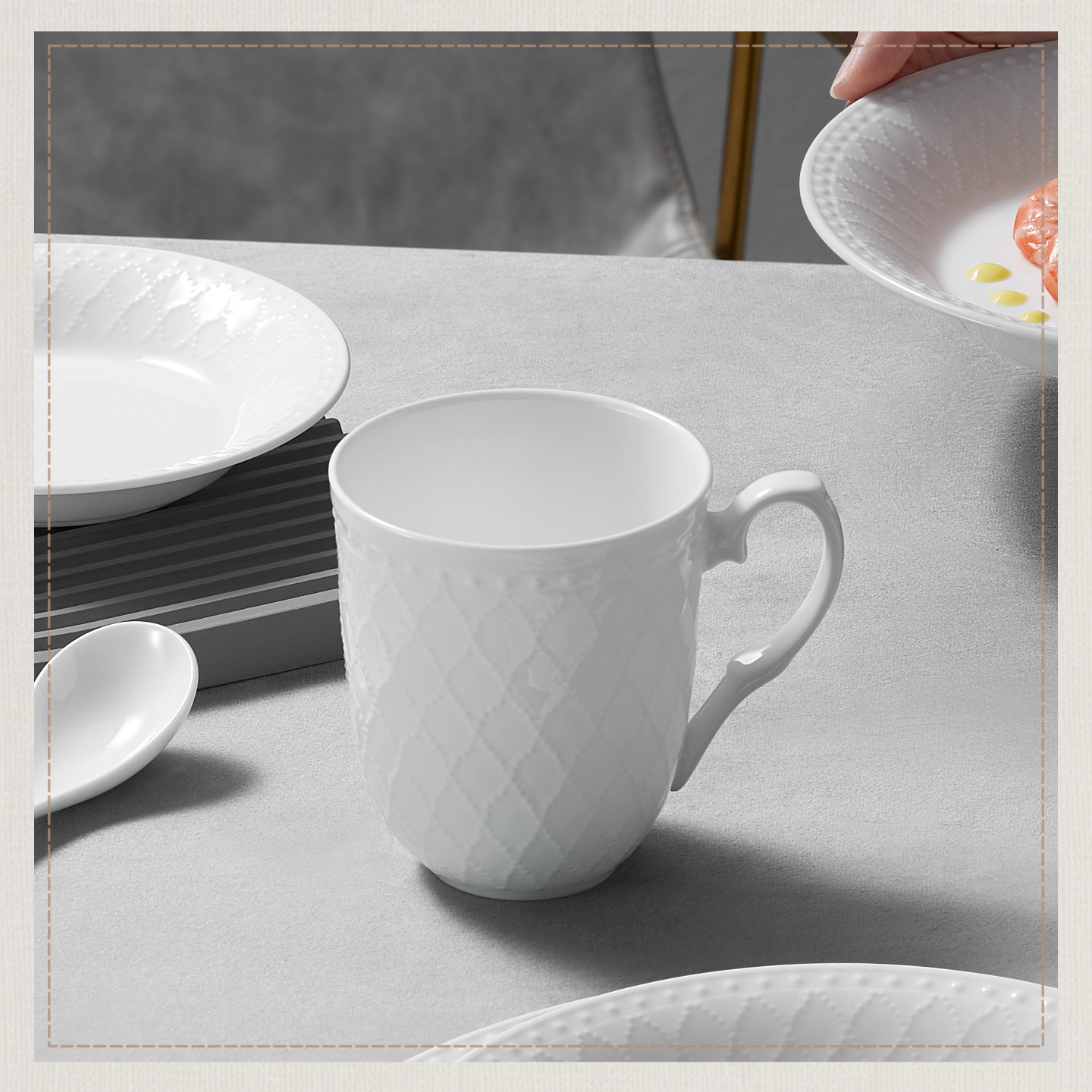 玛戈隆特枫丹白露马克杯水杯骨瓷家用杯子男女生早餐杯茶杯高级感