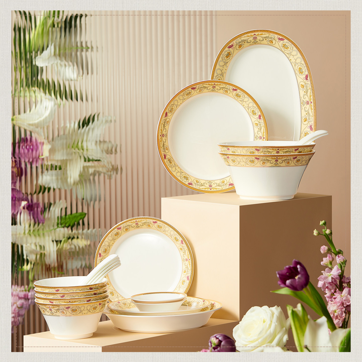 玛戈隆特欧洲花园骨瓷餐具套装