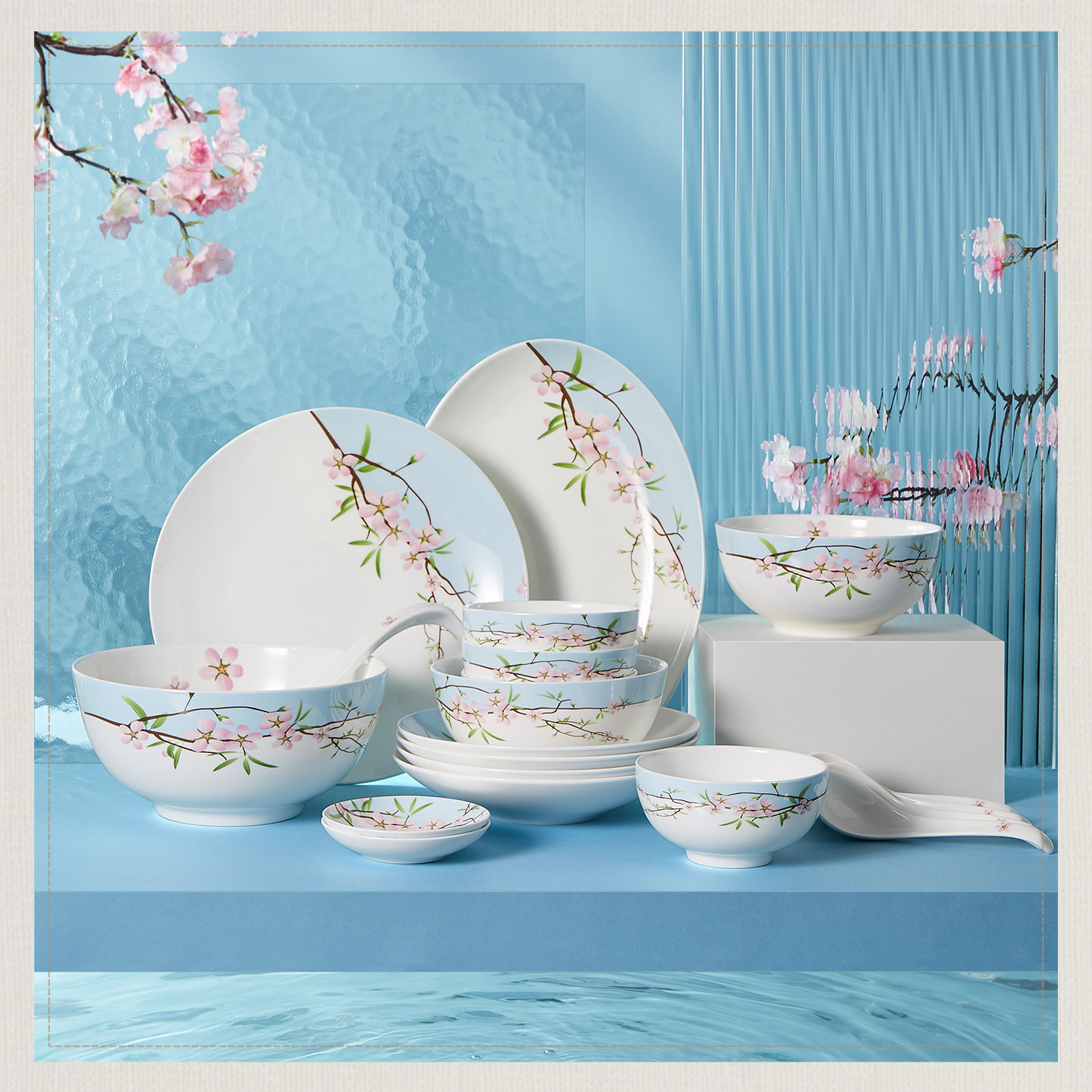 玛戈隆特雨花轩骨瓷餐具套装