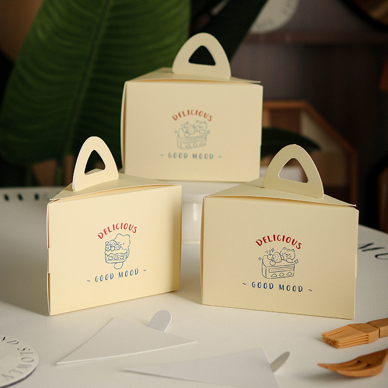 6寸/8寸切块三角形蛋糕巴斯克法式切块西点千层蛋糕包装盒甜品盒