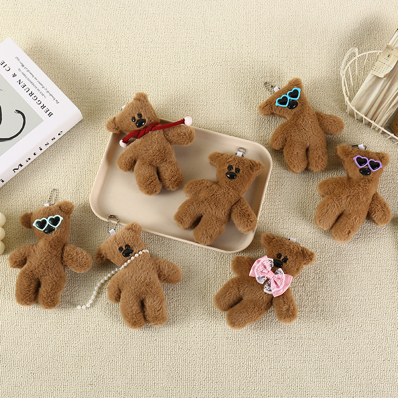 小红书泰迪熊憨豆先生小熊可爱吱吱叫挂件卡通包包挂饰钥匙扣公仔