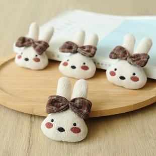 森系棉麻布艺胸针可爱蝴蝶结兔子卡通简针百搭布艺小动物少女配饰